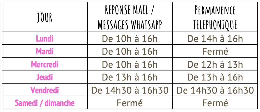 null Horaires du secrétariat